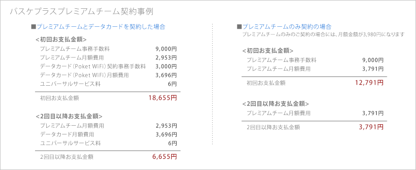 バスケプラスプレミアムチーム契約事例